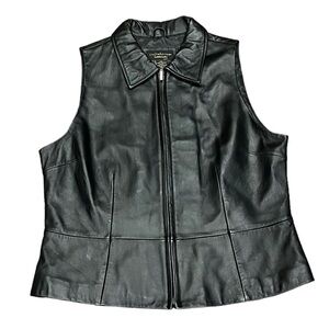 Croft & Barrow lambskin leather vest zip up size large biker grunge Y2k edgy